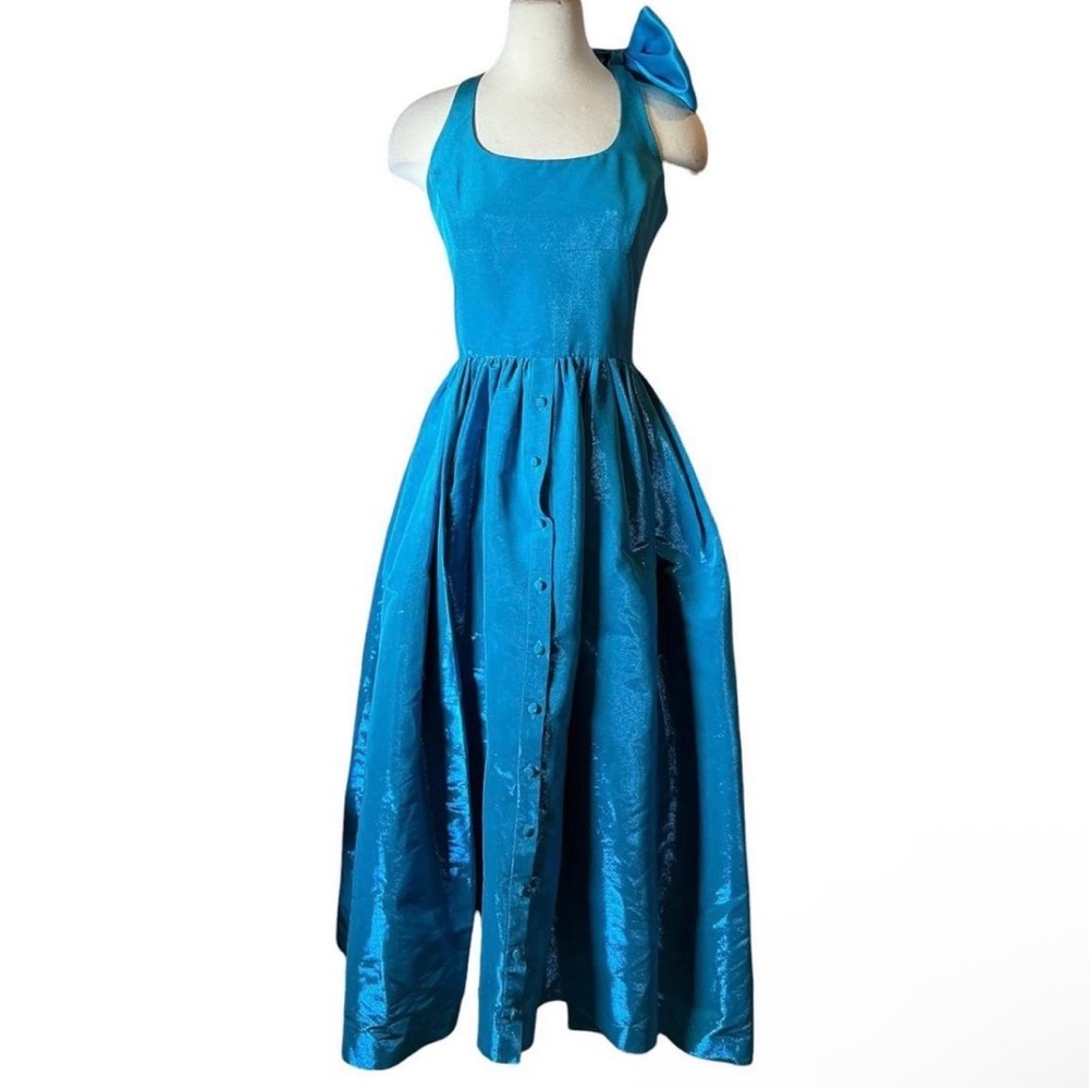 NWT‎ Rosie Assoulin Button Down Ball Gown in Sparkly Faille, Metallic Blue sz 4